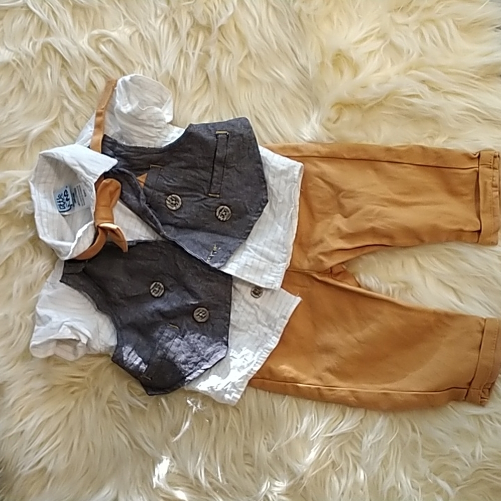 Dress up baby dress pants tie with button up shirt